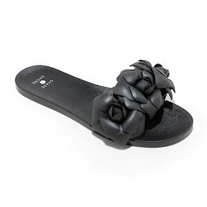 Shade & Shore Mallory Jelly Sandals Floral Band Black Flower Slide Open Toe